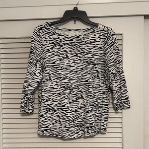Charter Club Black and White Animal Print Blouse